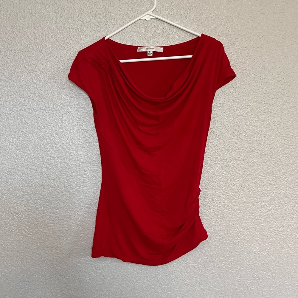 Studio M Vibrant Red Draped Blouse size small